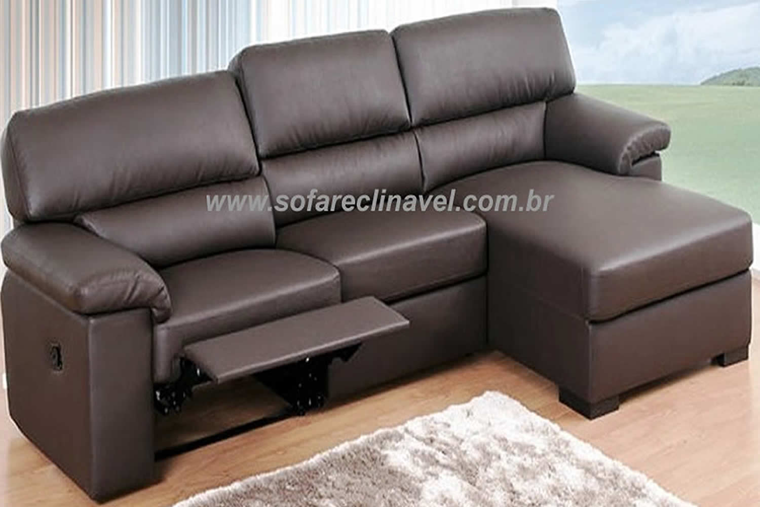 sofá couro chaise